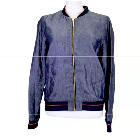 Ted Baker London Jackets & Blazers - Ted Baker London Shiny Blue Linen Bomber - Ted Sz 2